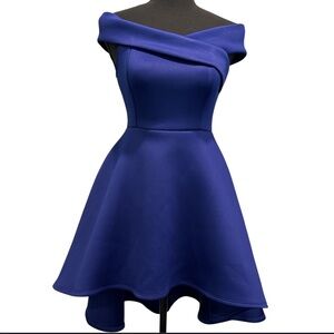 🔵 Privy Royal Blue Off-Shoulder Scuba Dress Size Small